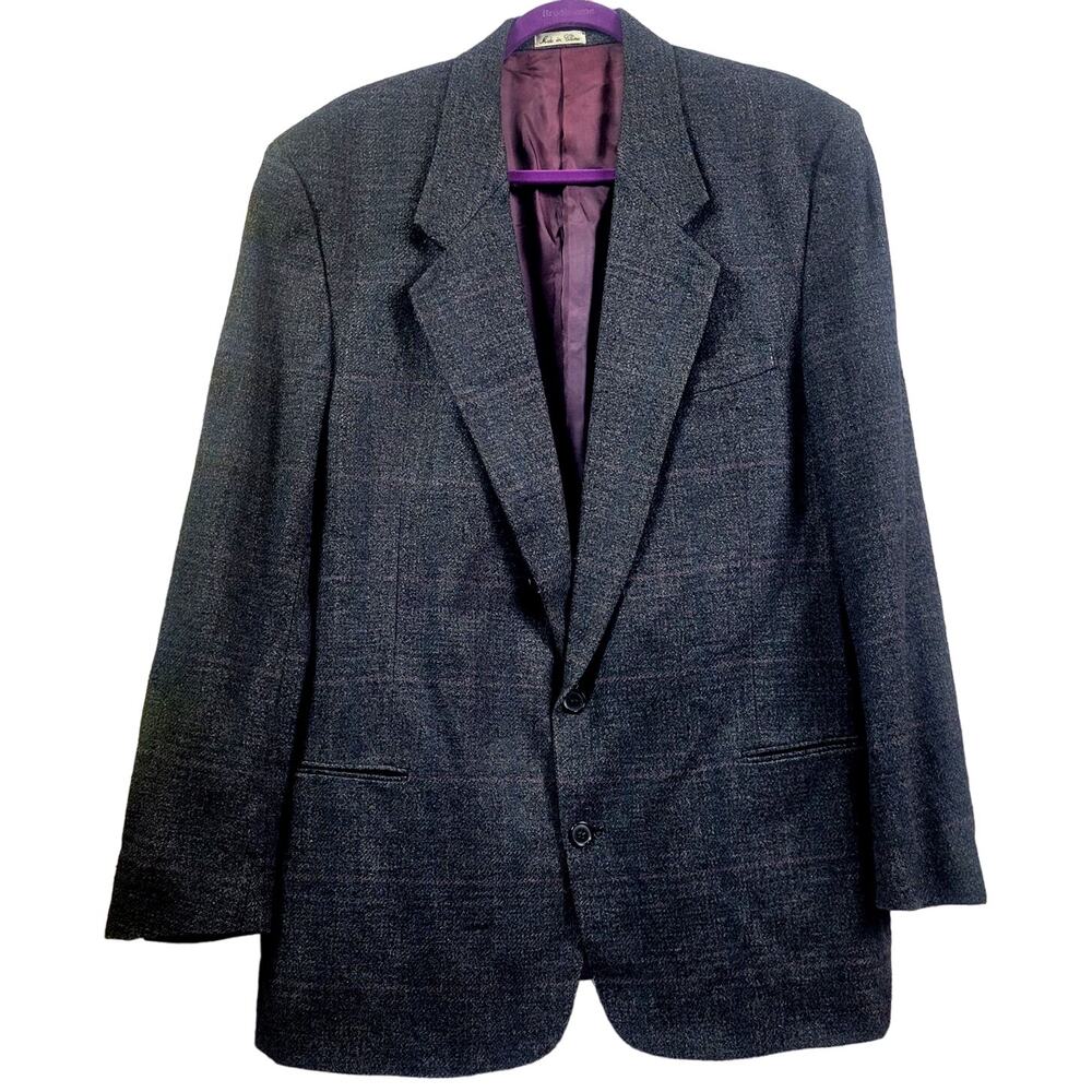 Cellini 100%‎ Silk Plaid Suit Jacket